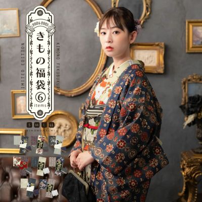 洗える着物 セット 「袷着物＋京袋帯＋帯揚げ＋帯締め＋羽織＋羽織紐の6点セット 全8柄」 KIMONOMACHI オリジナル きもの福袋 サイズS/M/L/LL 2024-2025新作 コーディネート済み着物セット 小紋 レディース キモノ 