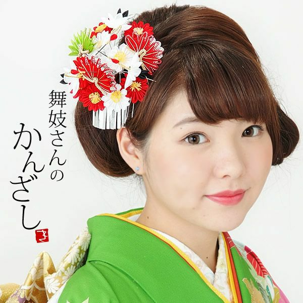 舞妓さんにそっくり！「松竹梅のつまみ細工簪」 京都きもの町オリジナル