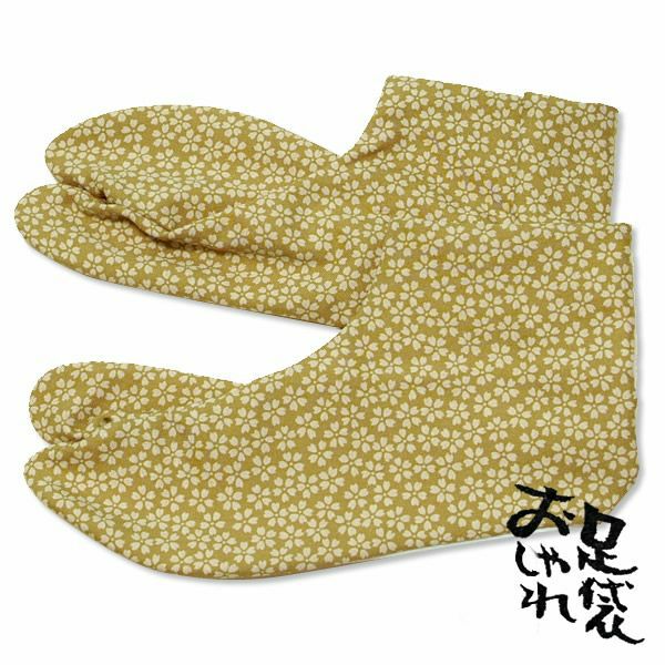 女性用柄足袋 小桜小紋 金茶 21.5cmから24.5cmまで全7サイズ（A4） 婦人用柄足袋 洒落足袋 足元もオシャレに