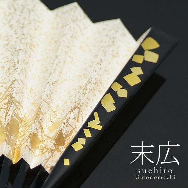 留袖用末広・No700　黒　箔押し升留袖用末広・留袖用扇子・金扇子