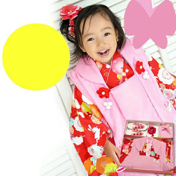 ３歳用被布セット京都きもの町オリジナル&小町kids 巾着・草履・髪飾りもフルセットで送料無料！ お被布