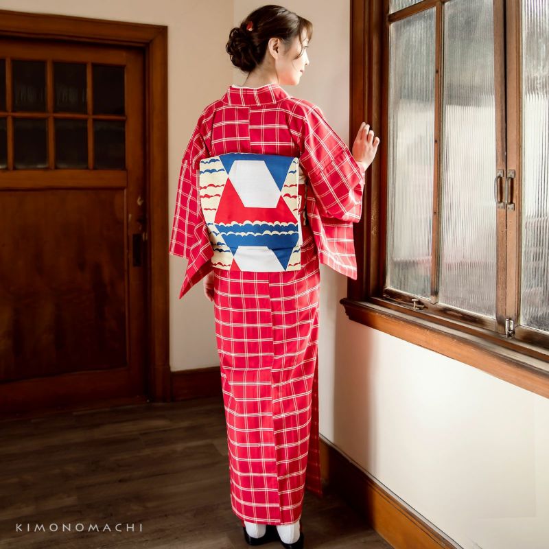 洗える着物 セット 「木綿着物と京袋帯の2点セット 全5柄