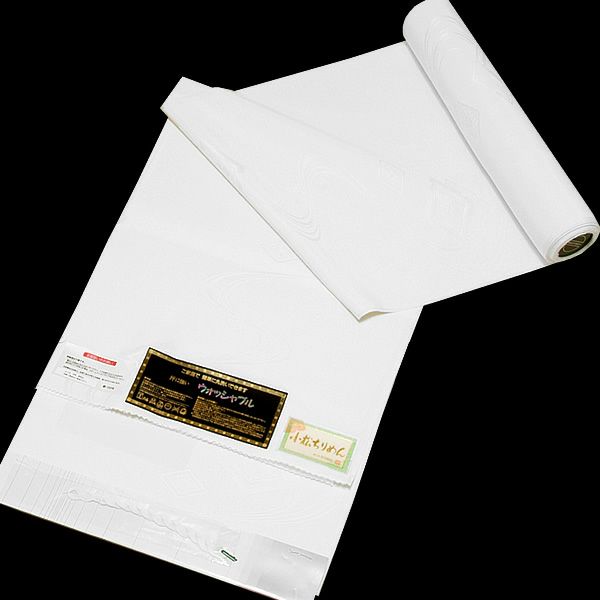 洗える正絹長襦袢 未仕立て ウォッシャブル「白色 流水に菱」小松ちりめん 居敷当、縫糸付き（No.1001）