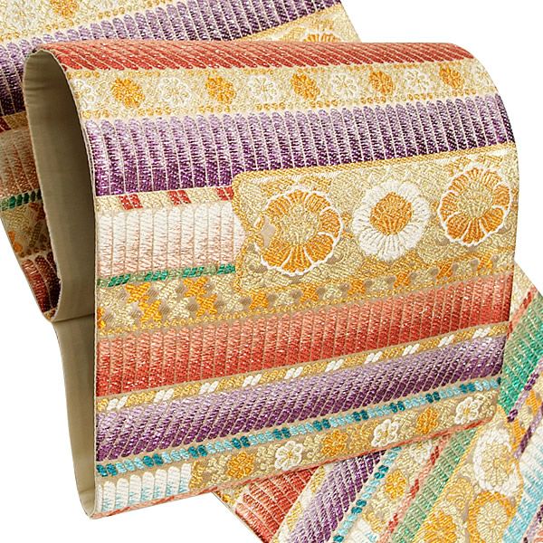 振袖向け 袋帯 未仕立て「アイボリー 鎧縅」（株）橋本テル織物謹製 成人式 京都西陣 結婚式 礼装