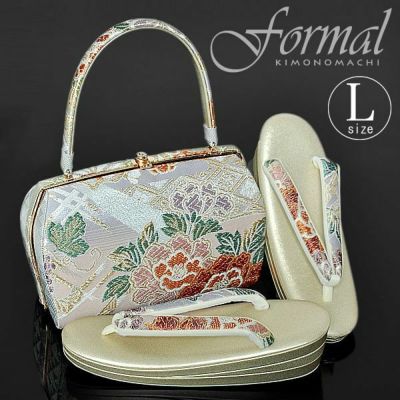 【Prices down】フォーマル向け草履バッグセットLサイズ「青藤、ピンク段ぼかし 牡丹」礼装草履バッグ フォーマル草履バッグセット 訪問着  【メール便不可】＜T＞ss2503zbg40