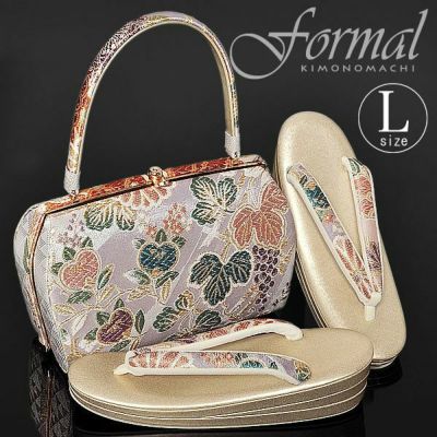 【Prices down】フォーマル向け草履バッグセットLサイズ「青藤色 橘、葡萄蔦」礼装草履バッグ フォーマル草履バッグセット 訪問着  【メール便不可】＜T＞ss2503zbg40