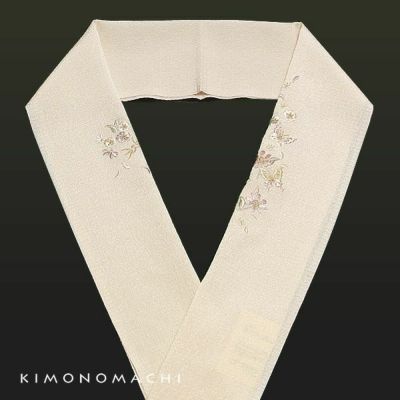 【Prices down2】刺繍半衿「花と蝶×猫と花」刺繍衿 お洒落着に 半襟   （78708）ss2503wkm10