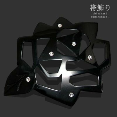 【Prices down】プレート帯飾り「黒　薔薇」ラインストーン付き 浴衣小物  和装小物 【メール便不可】ss2503wkm20