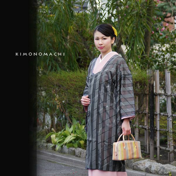 菱衿和装コート「グリーングレー」紗女心 ロングコート 着物コート 