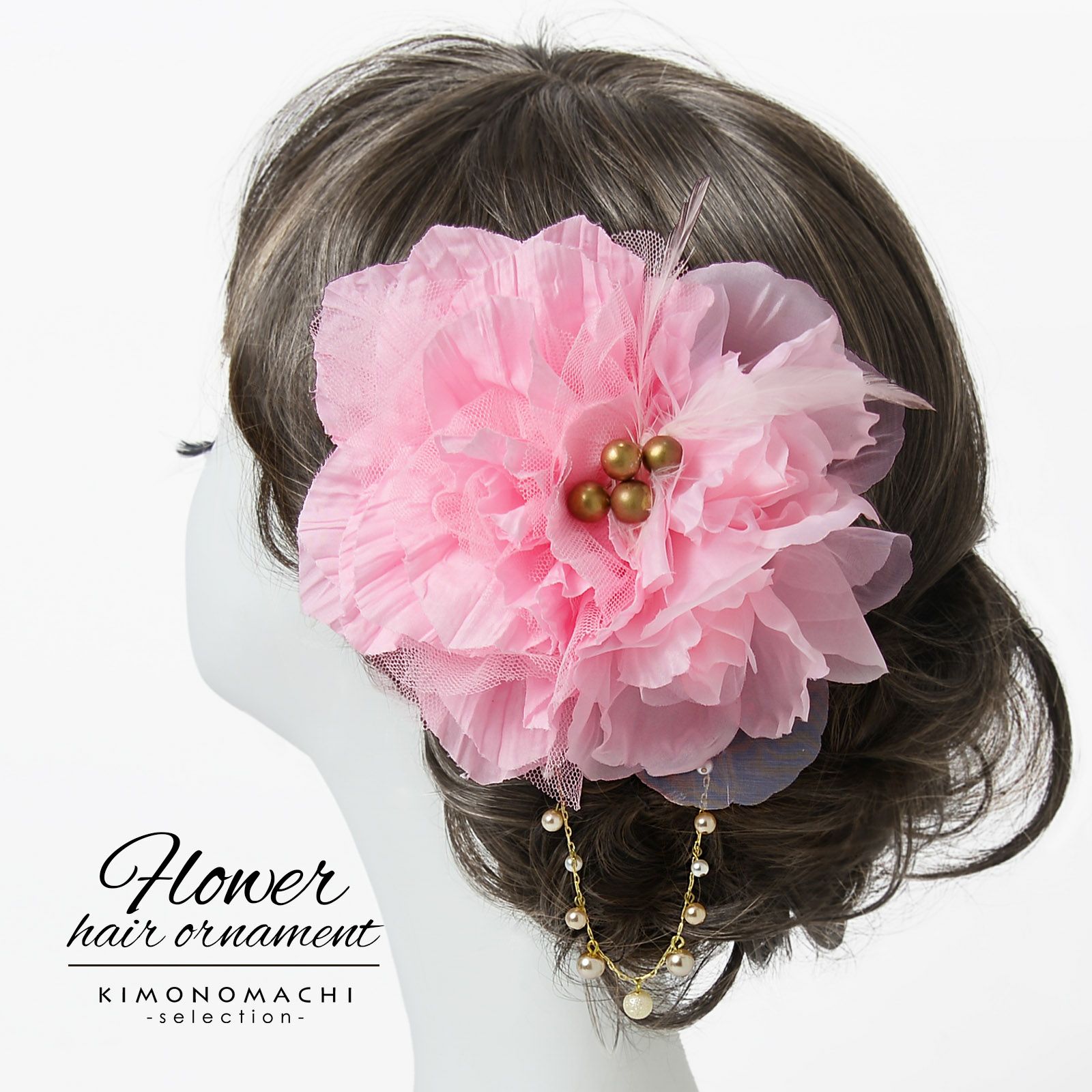 Prices down5】髪飾り 成人式 卒業式 「ターコイズ×ピンクホワイト 花