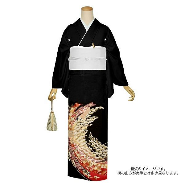 Prices down2】未仕立て黒留袖単品「束ね熨斗に菊花」京友禅 第一礼装 