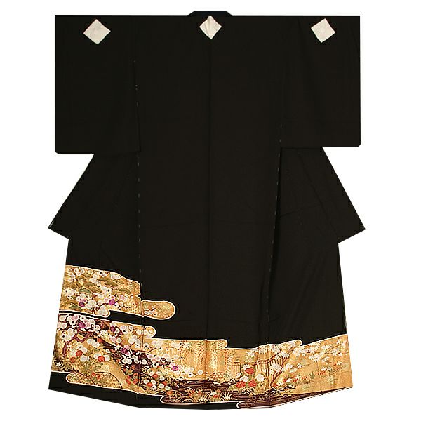 未仕立て黒留袖単品「ヱ霞に御所解き草花模様」王朝琳派 第一礼装   正絹黒留袖