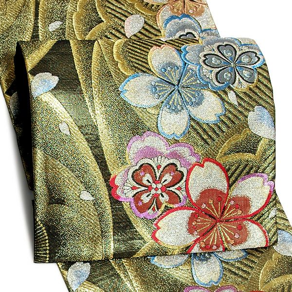 未仕立て礼装袋帯「黒×金色 桜」フォーマル 京都西陣 日本製 振袖帯