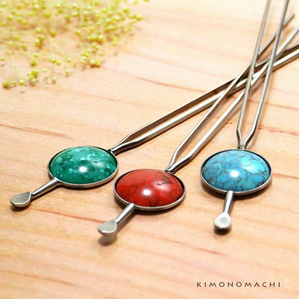 アンティーク調かんざし「レッド、グリーン、ブルー」簪 髪飾り   レトロ