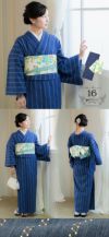 木綿の着物+木綿の半幅帯の2点セット 木綿着物 単衣 洗える着物 日本製 ...