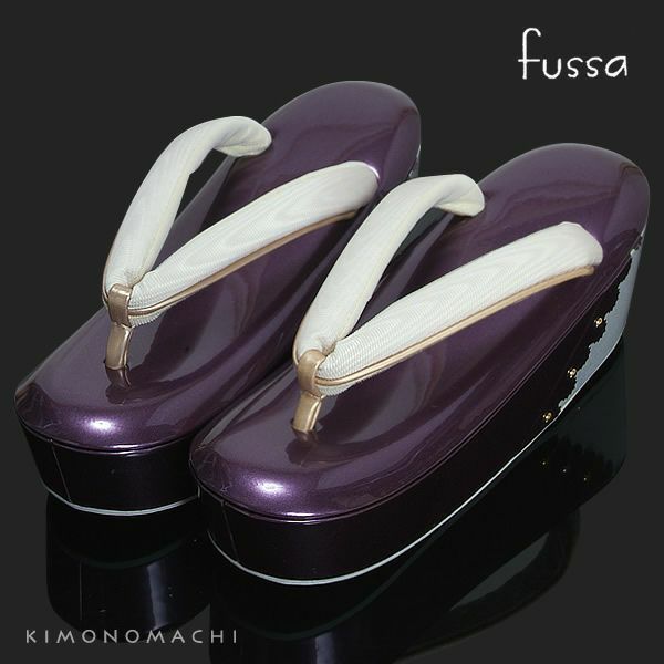 fussa草履単品「紫 カッティングバイカラー草履」Lサイズ（フリーサイズ） 卒業式に袴に   成人式の振袖に （FZ-10）