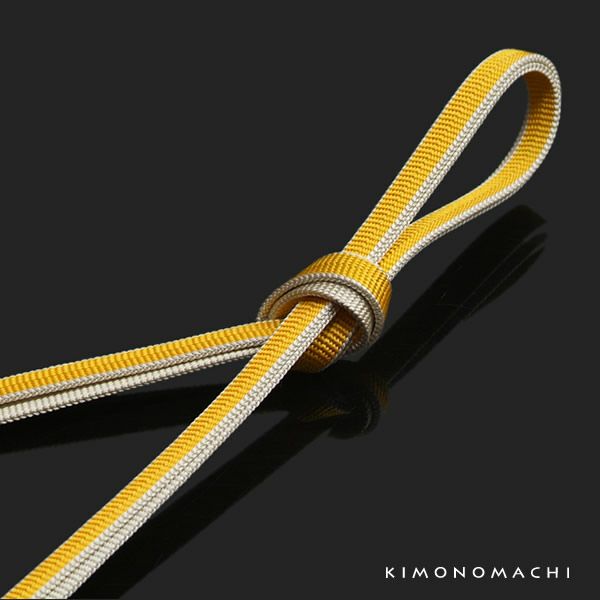 正絹三分紐「黄色」帯締め 和装小物   三分締め