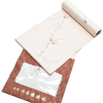 【Prices down3】正絹襦袢反物「薄ピンク色 紅白梅」ウロコ綸子 手描き 着尺 柄襦袢  未仕立て ＜U＞【メール便不可】ss2503wkm20
