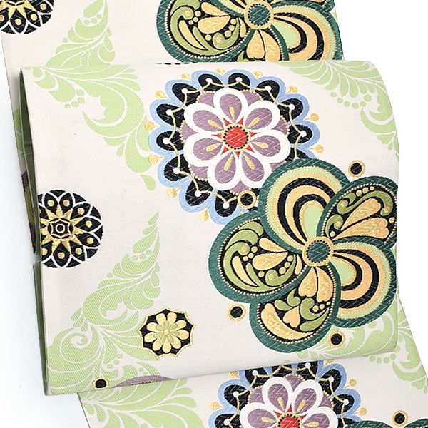 振袖袋帯「白色 捻じ梅」振袖 西陣織 振袖帯 六通柄 未仕立て