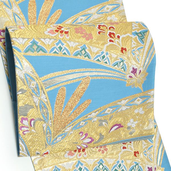 仕立て済袋帯 西陣織　フォーマル　六通柄　　葉模様　金色 黒色 紫色 袋帯 西陣織フォーマル六通柄仕立て済葉模様金色 黒色 紫色