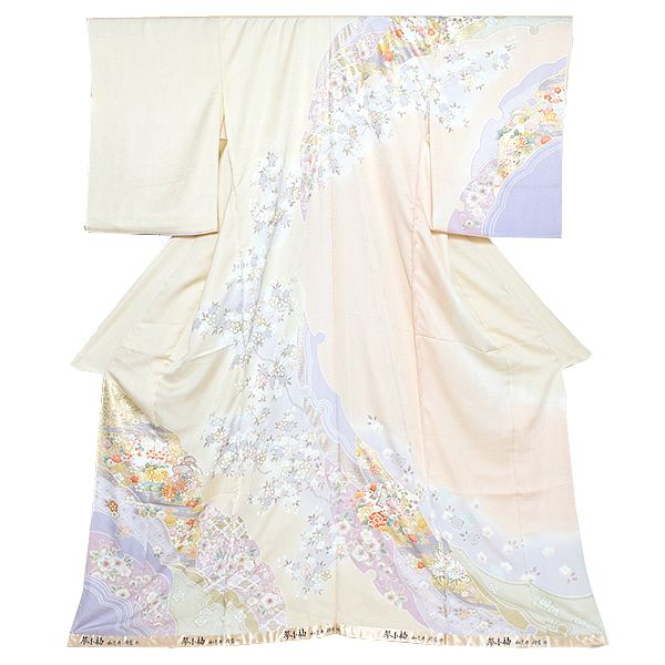 【Prices down】未仕立て訪問着単品「アイボリー 雪輪重ねに吉祥草花」未仕立て 仮絵羽 フォーマル  未仕立て 【メール便不可】＜T＞ss2212kr210