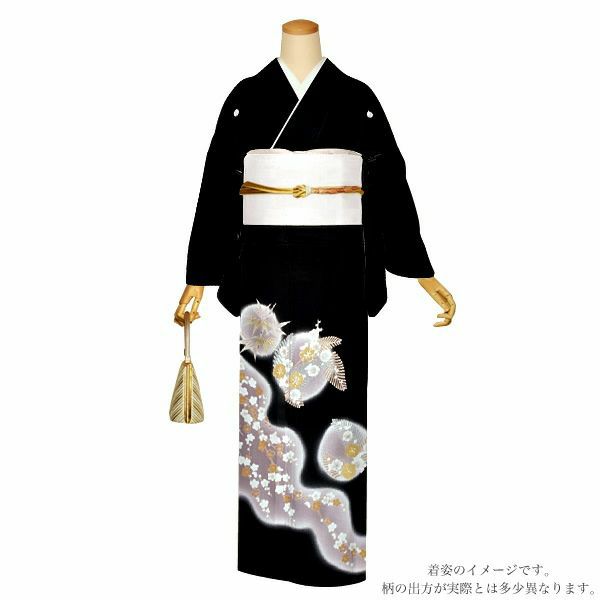 お仕立て上がり黒留袖単品「霞に松竹梅」お仕立て上がり 正絹着物 第一礼装 結婚式 紋入れ代込み