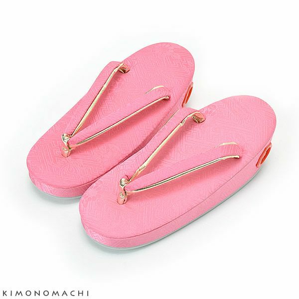 お子様用草履単品「ピンク色 紗綾形」18cm 女の子草履 子供小物 ぞうり 3歳  こども 女児