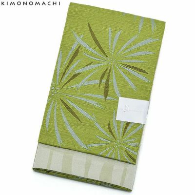【Prices down】京都きもの町オリジナル浴衣帯単品「萌黄色 花火」小袋帯 半幅帯 ポリエステル ゆかた帯 四寸 ＜16浴衣帯6＞【メール便不可】ss2503ohs35