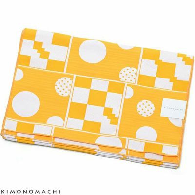 【Prices down】京都きもの町オリジナル浴衣帯単品「幾何学　黄色」兵児帯 ポリエステル   日本製 ＜16浴衣帯19＞【メール便不可】ss2503ohs70