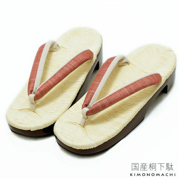 畳表下駄単品「赤茶色 紬風」高右近 女性下駄 日本製 夏着物、浴衣に 桐下駄