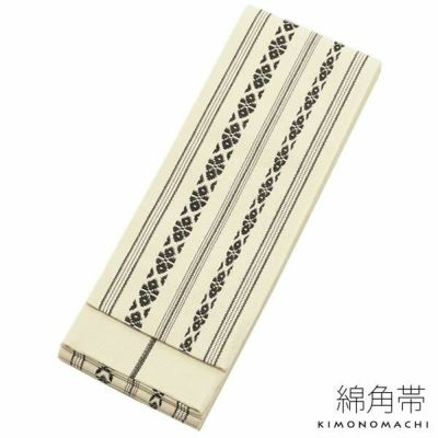 男性角帯単品「薄ベージュ色 献上柄」日本製 紳士帯   綿角帯 【メール便不可】