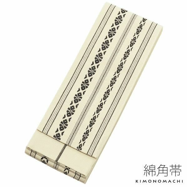 男性角帯単品「白色 献上柄」日本製 紳士帯   綿角帯