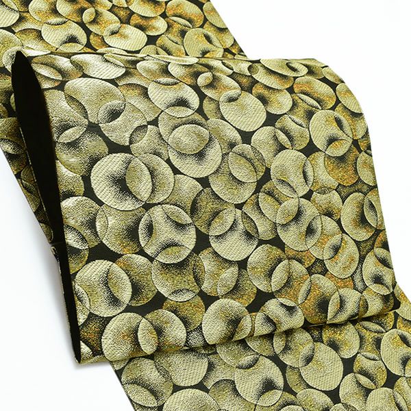 振袖袋帯「ゴールド バブルス」未仕立て 振袖帯 前撮り  正絹帯