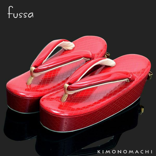 Prices down4】fussa草履単品「赤色 リボン」型押リボン飾り Prices down4】fussa草履単品「赤色 リボン」型押リボン飾り