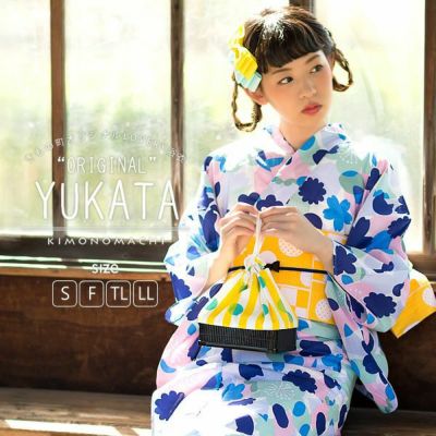 【Prices down】女性浴衣単品「グリーン×ブルー お花と猫とサカナ」S、F、TL、LL レディース 綿 ブルー 花柄 平織り 【メール便不可】ss2503ykl35