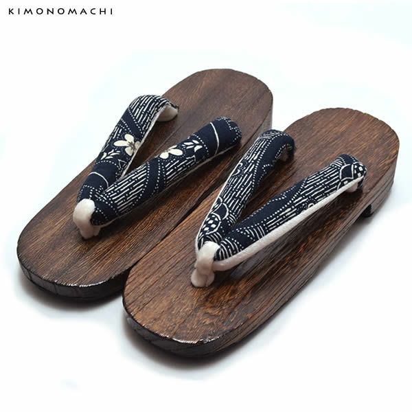 女性下駄単品「紺色」F、LLサイズ 桐下駄  フリー レディース