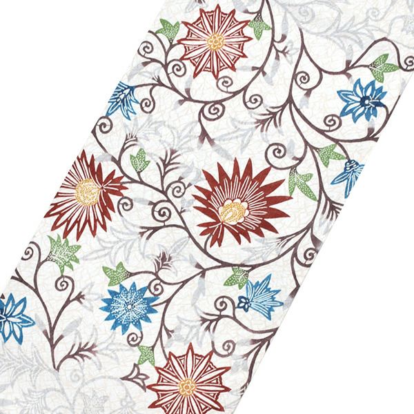 Prices down4】洒落袋帯「ブラウン 更紗」未仕立て 正絹帯 和染紅型