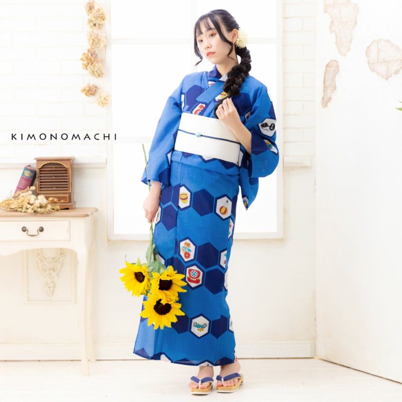 浴衣SALE最大77％OFF 7/31迄)【Prices down】女性浴衣「ネイビー