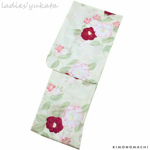 【浴衣反物】NO.3706 (薄水色/夏椿）新品【桜七軒】変わり織り 日本製 浴衣反物】NO.3706 (薄水色/夏椿）新品【桜七軒】変わり織り