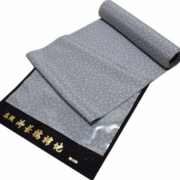 正絹襦袢反物「鼠色 笹蔓文」精華 着尺 柄襦袢  未仕立て