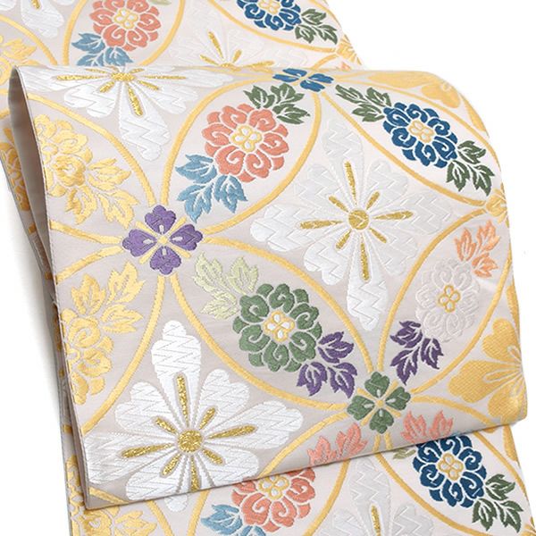 礼装袋帯「唐花七宝華文」未仕立て 京都西陣 六通柄 訪問着、色留袖、付け下げに 礼装帯