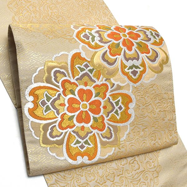 礼装袋帯「紗綾形に華文」未仕立て 京都西陣 お太鼓柄 訪問着、色留袖、付け下げに 礼装帯