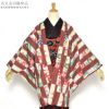 京都きもの町オリジナル羽織単品「エンジ変わり縞」S、F、TL、LL ポリエステル 防寒 レッド　縞 女性羽織