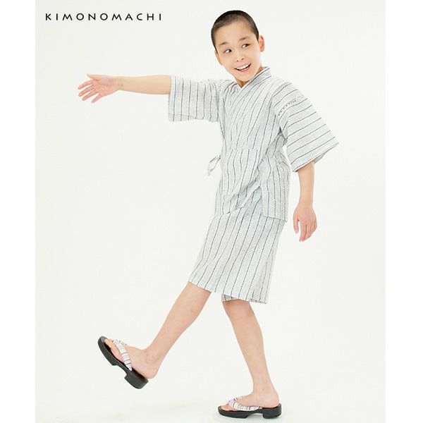 男の子 甚平 白縞 90 100 110 1 130 キッズ しじら甚平 子供甚平 夏祭り 花火大会に メール便不可 京都きもの町
