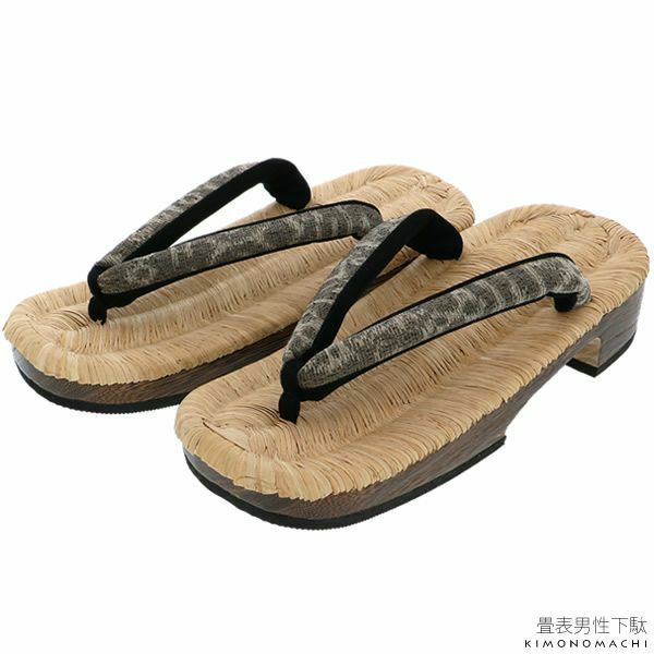 畳表 下駄単品「絣模様鼻緒、白表台」右近 メンズ 桐下駄 国産