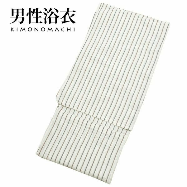 男性 浴衣単品「生成り縞」S、M、L、LL、3L、4L、5L 綿麻浴衣 男性用浴衣 しじら浴衣