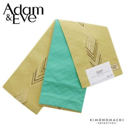 【Prices down】アダムアンドイヴ 半幅帯「薄黄色　幾何学縞」小袋帯 半巾帯 日本製 花火大会、夏祭りに ブランド帯 ポリエステル 【メール便不可】＜H＞ss2406ohs15