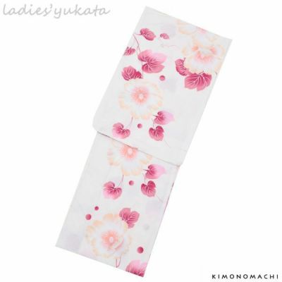【Prices down】変わり織り 女性浴衣単品「生成り　芙蓉」ボヌールセゾン お仕立て上がり浴衣 フリーサイズ 女性浴衣 （7RI-75）【メール便不可】ss2503ykl30
