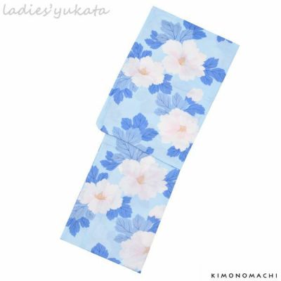 【Prices down】変わり織り 女性浴衣単品「水色　芙蓉」ボヌールセゾン お仕立て上がり浴衣 フリーサイズ 女性浴衣 （6RY-86）【メール便不可】ss2506ykl10