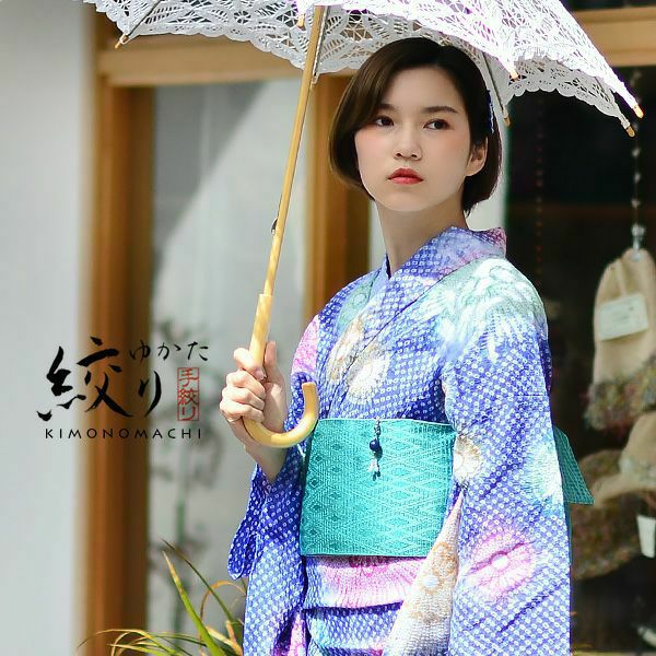 浴衣 本場有松絞り ピンク色 桜色 花火 木綿 伝統工芸品 鳴海